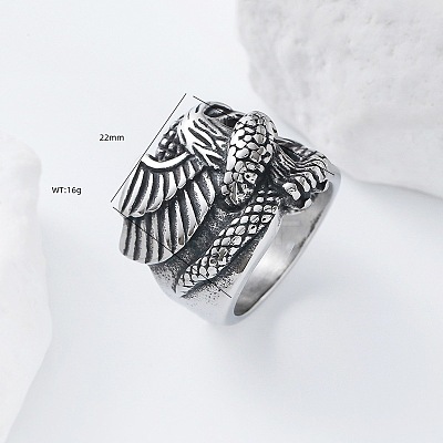 304 Stainless Steel Snake with Eagle Finger Rings for Men TH9949-4-1