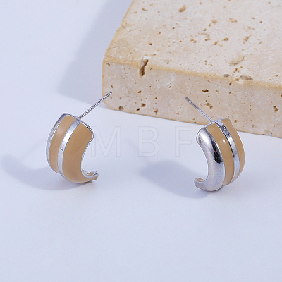 Camel C-shaped Brass Stud Earrings FQ0871-1