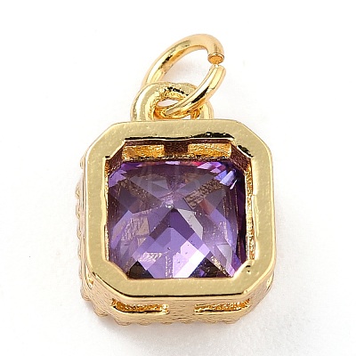 Real 18K Gold Plated Brass Inlaid Cubic Zirconia Charms ZIRC-L100-073G-05-1