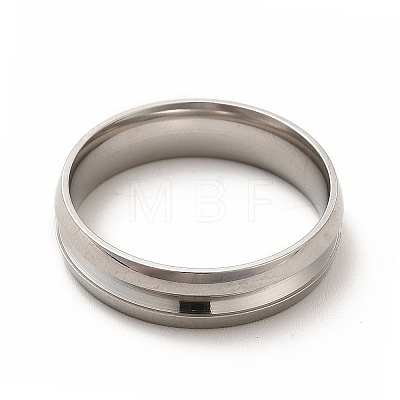 201 Stainless Steel Grooved Finger Ring Settings STAS-P323-05P-1