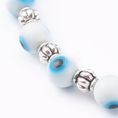 Handmade Round Evil Eye Lampwork Beaded Stretch Bracelets BJEW-JB05974-1