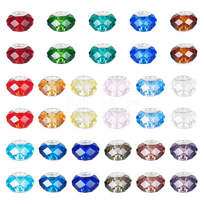 68Pcs 17 Colors Transparent Glass European Beads GPDL-SW0001-02-1