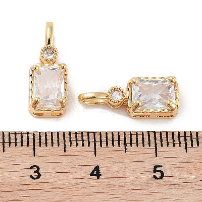 Brass Micro Pave Cubic Zirconia Pendants KK-C051-54G-02-1