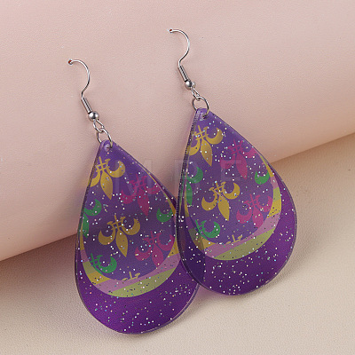Bohemian Style Acrylic Glitter Powder Dangle Earrings FS-WGAD9E8-08-1
