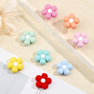 10Pcs 10 Colors Food Grade Eco-Friendly Silicone Beads SIL-CA0001-84-1