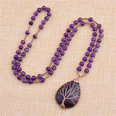 Natural Amethyst Pendants Necklace PW-WG5ED2F-01-1