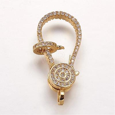 Brass Micro Pave Cubic Zirconia Lobster Claw Clasps ZIRC-G095-54G-1