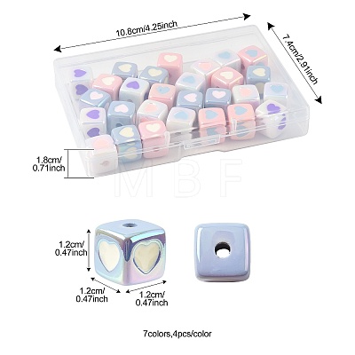 28Pcs 7 Colors Opaque Acrylic Enamel Beads ACRC-FS0001-03-1