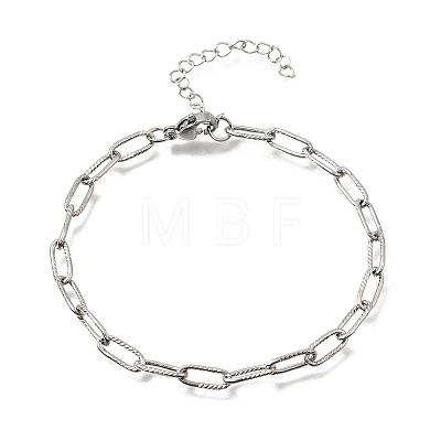 4MM 304 Stainless Steel Textured Paperclip Chain Bracelets for Man and Women SA-CBAB767-11P-1