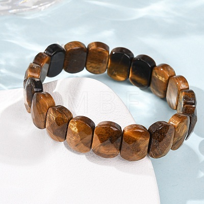 Natural Tiger Eye Beaded Stretch Bracelets for Unisex G-K303-01C-1