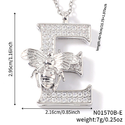 Brass Micro Pave Clear Cubic Zirconia Pendant Necklaces FS-WG7BC7F-05-1