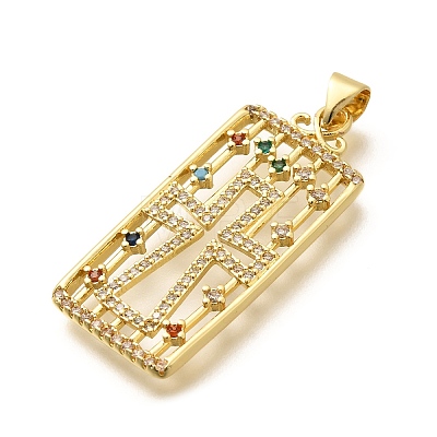 Rack Plating Brass Micro Pave Cubic Zirconia Pendants KK-L226-030G-03-1