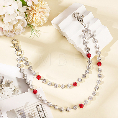 1Pc Polymer Clay Rhinestone Round Beaded Pants Chain Belts for Women AJEW-CN0007-10B-1