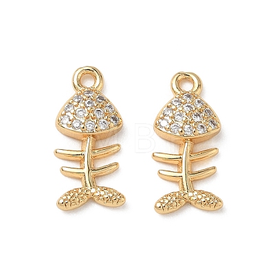 Brass Micro Pave Clear Cubic Zirconia Charms KK-P355-01D-G-1