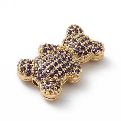 Real 18K Gold Plated Rack Plating Brass Micro Pave Cubic Zirconia Beads ZIRC-L100-135G-1