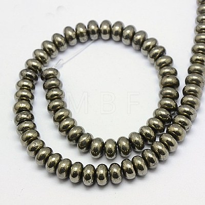 Natural Pyrite Beads Strands G-L032-8x5mm-01-1