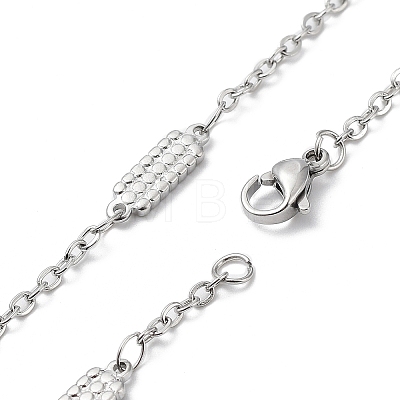 304 Stainless Steel Rectangle Link Chain Necklace NJEW-K249-05P-1