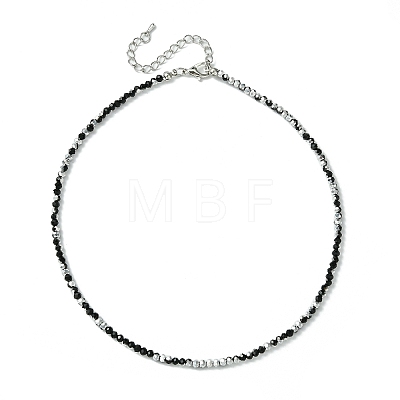 Faceted Rondelle Glass Beaded Necklace for Women NJEW-M208-01D-1