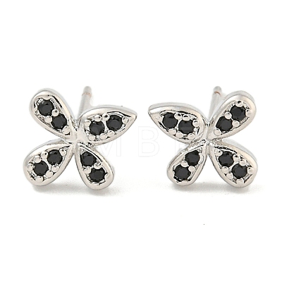 Rack Plating Brass Micro Pave Clear Cubic Zirconia Stud Earrings EJEW-N055-02P-05-RS-1