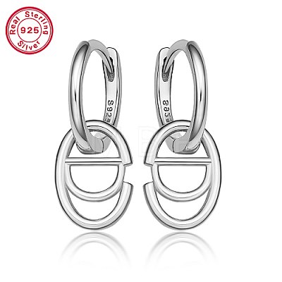 Anti-Tarnish Rhodium Plated Platinum 925 Sterling Silver Hoop Earrings ZC9557-6-1