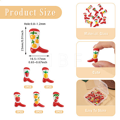 10Pcs 5 Styles Boot Baking Paint Glass Enamel Beads LAMP-TA0002-80B-1