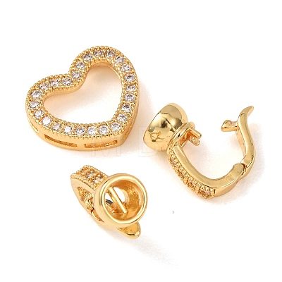 Brass Micro Pave Clear Cubic Zirconia Fold Over Clasps KK-D259-02A-G-1