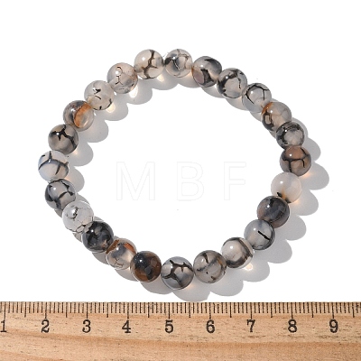 Natural Dragon Veins Agate Beaded Stretch Bracelets X-BJEW-Q692-02C-1