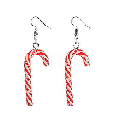 Christmas Candy Cane Polymer Clay Dangle Earrings FS-WG2A6C6-01-1