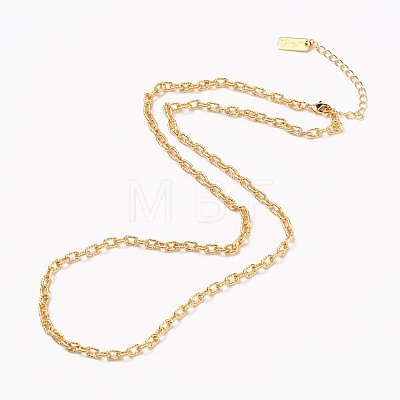 Brass Cable Chain Necklaces NJEW-H206-16G-1