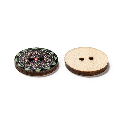 2-Hole Printed Wooden Buttons BUTT-ZX004-01B-M-1