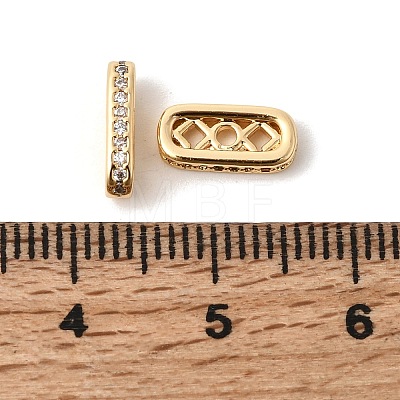 Brass Micro Pave Clear Cubic Zirconia Spacer Bars KK-Z149-02G-1