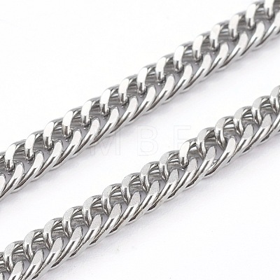 Non-Tarnish 304 Stainless Steel Diamond Cut Cuban Link Chain Necklaces NJEW-JN03368-03-1