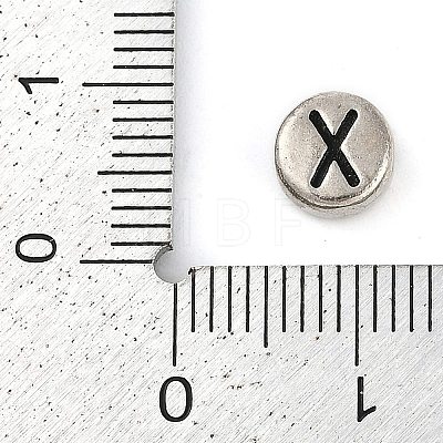 925 Sterling Silver Flat Round with Letter Beads STER-G044-01AS-X-1