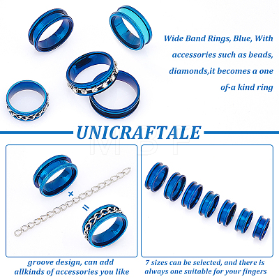 Unicraftale 14pcs 7 size Unisex Titanium Steel Grooved Finger Ring Sets RJEW-UN0002-65BL-1