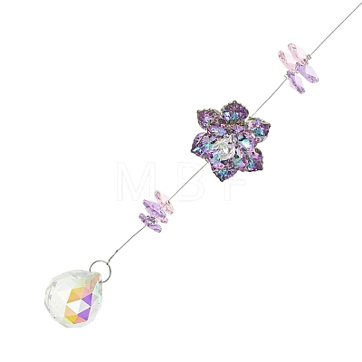 Glass Flower Hanging Suncatchers HJEW-P018-E01-1