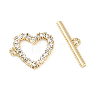 Brass Micro Pave Clear Cubic Zirconia Toggle Clasps KK-K391-07G-1