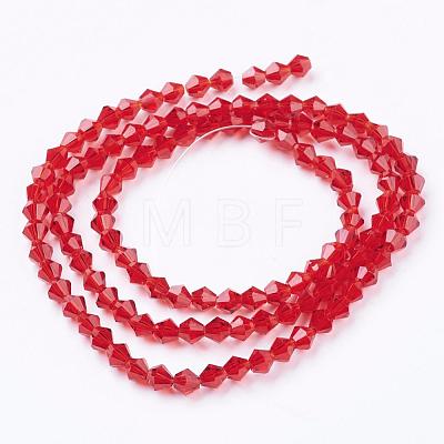 Red Glass Bicone Beads Strands X-GLAA-S026-11-1