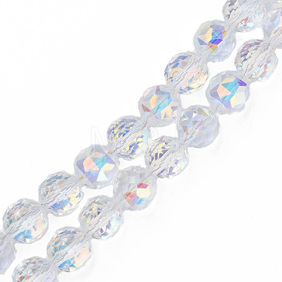 Electroplate Transparent Glass Beads Strands X-EGLA-N002-34A-C03-1