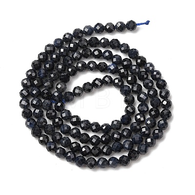 Natural Black Sapphire Beads Strands G-P625-3mm-01-1