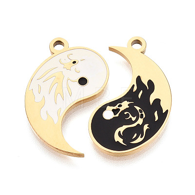 304 Stainless Steel Enamel Split Pendants STAS-T074-02G-1