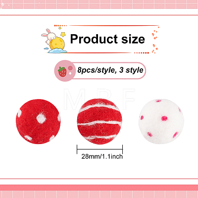 24Pcs 3 Style Craft Pom Pom for DIY Doll Keychain Hair Accessories DIY-FG0004-20-1