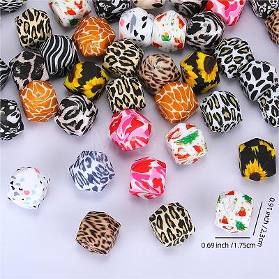Colorful Pattern Printed Silicone Focal Beads LS-SI-JX0022A-03-1