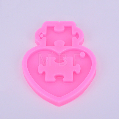 DIY Heart with Puzzle Autism Symbol Food Grade Silicone Molds X-DIY-WH0167-81-1