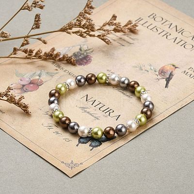 Round Shell Pearl Stretch Beaded Bracelets BJEW-JB05510-04-1