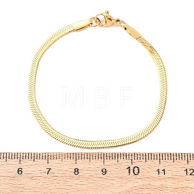 304 Stainless Steel Flat Snake Chain Bracelets BJEW-C134-01A-G-1