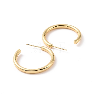 Brass Simple Ring Stud Earrings EJEW-P206-06G-1