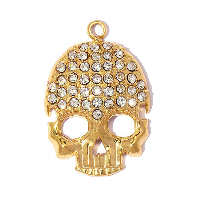 304 Stainless Steel with Crystal Rhinestone Pendants RB-OY001-11G-1
