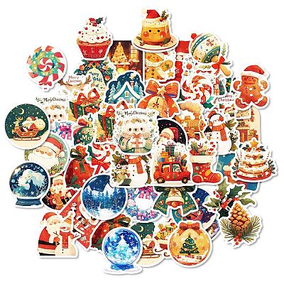 50Pcs Christmas Theme Paper Stickers PW-WGFB5D6-01-1