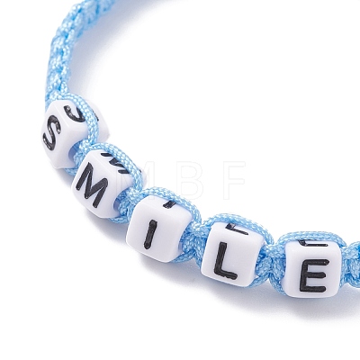 Word Smile Braided Bead Bracelet BJEW-JB07597-1