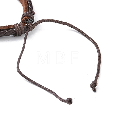 PU Leather & Waxed Cords Triple Layer Multi-strand Bracelets BJEW-G709-05-1